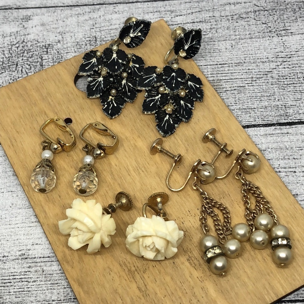 Vintage screw back and clip on statement earrings